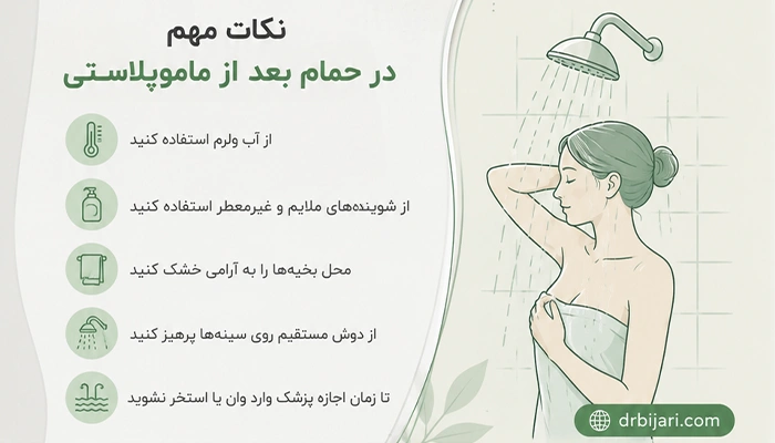 دوش گرفتن بعد از ماموپلاستی
